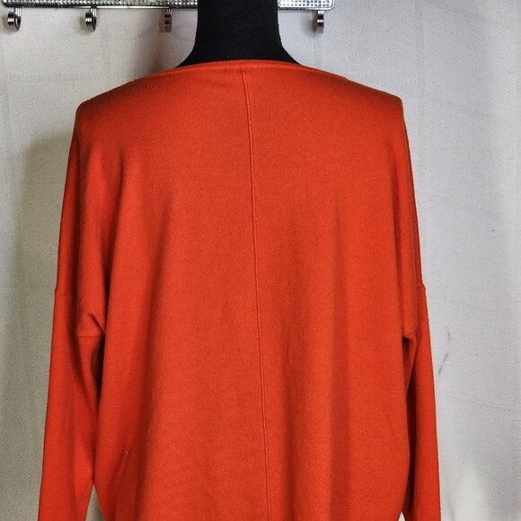 Chico's Orange Center Seam LS Nylon Rayon Poly Cashmere Sweater Sz Chico 2 US L - Picture 12 of 16